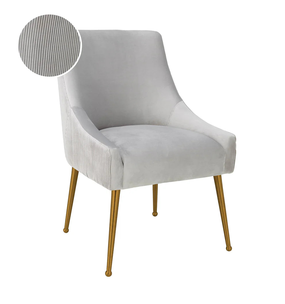 Beatrix Pleated Grey Velvet Side Chair