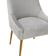 Beatrix Pleated Grey Velvet Side Chair