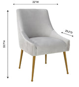 Beatrix Pleated Grey Velvet Side Chair