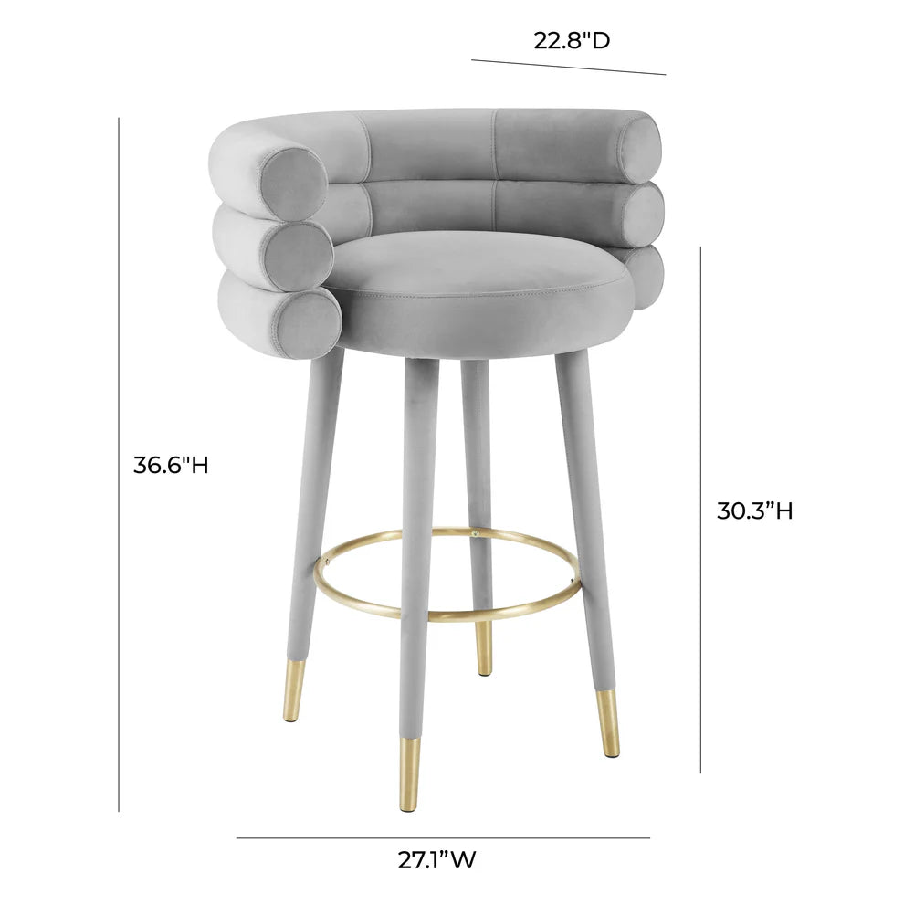 Betty Black Velvet Counter Stool