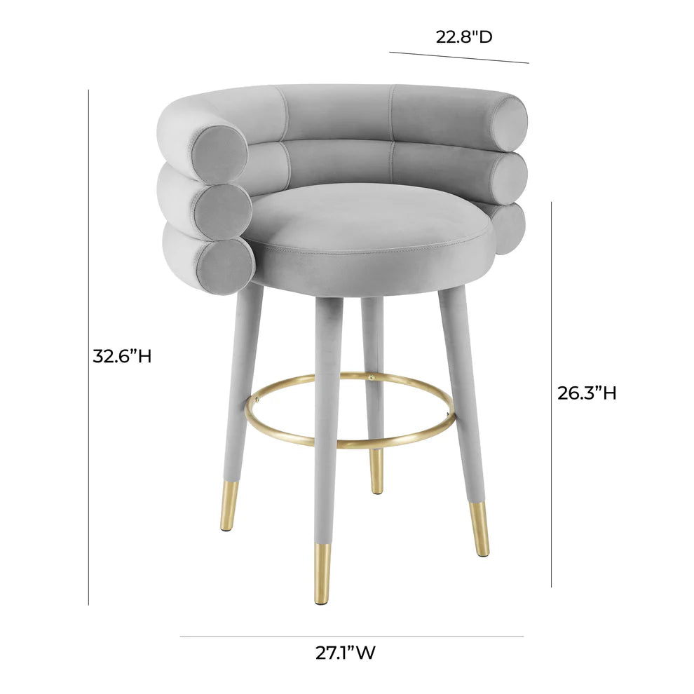 Betty Black Velvet Counter Stool