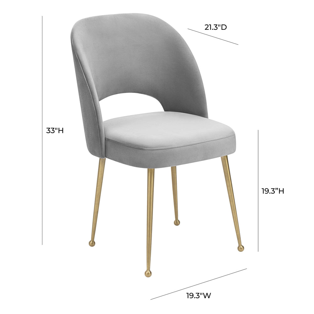 Swell Light Grey Velvet Chair dimensions
