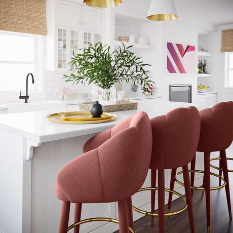 Myla Performance Velvet Swivel Stool - View 1