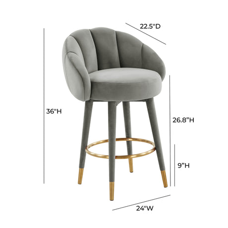 Myla Performance Velvet Swivel Stool - View 27