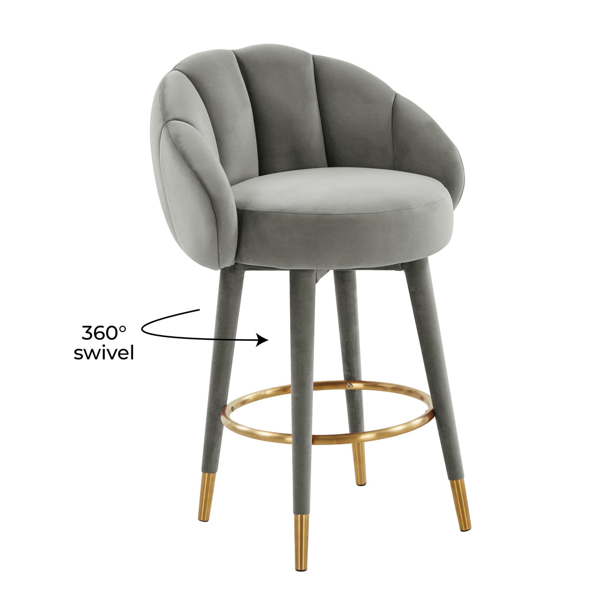 Myla Performance Velvet Swivel Stool - View 23