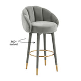 Myla Performance Velvet Swivel Stool - View 31