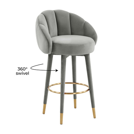 Myla Performance Velvet Swivel Stool - View 31