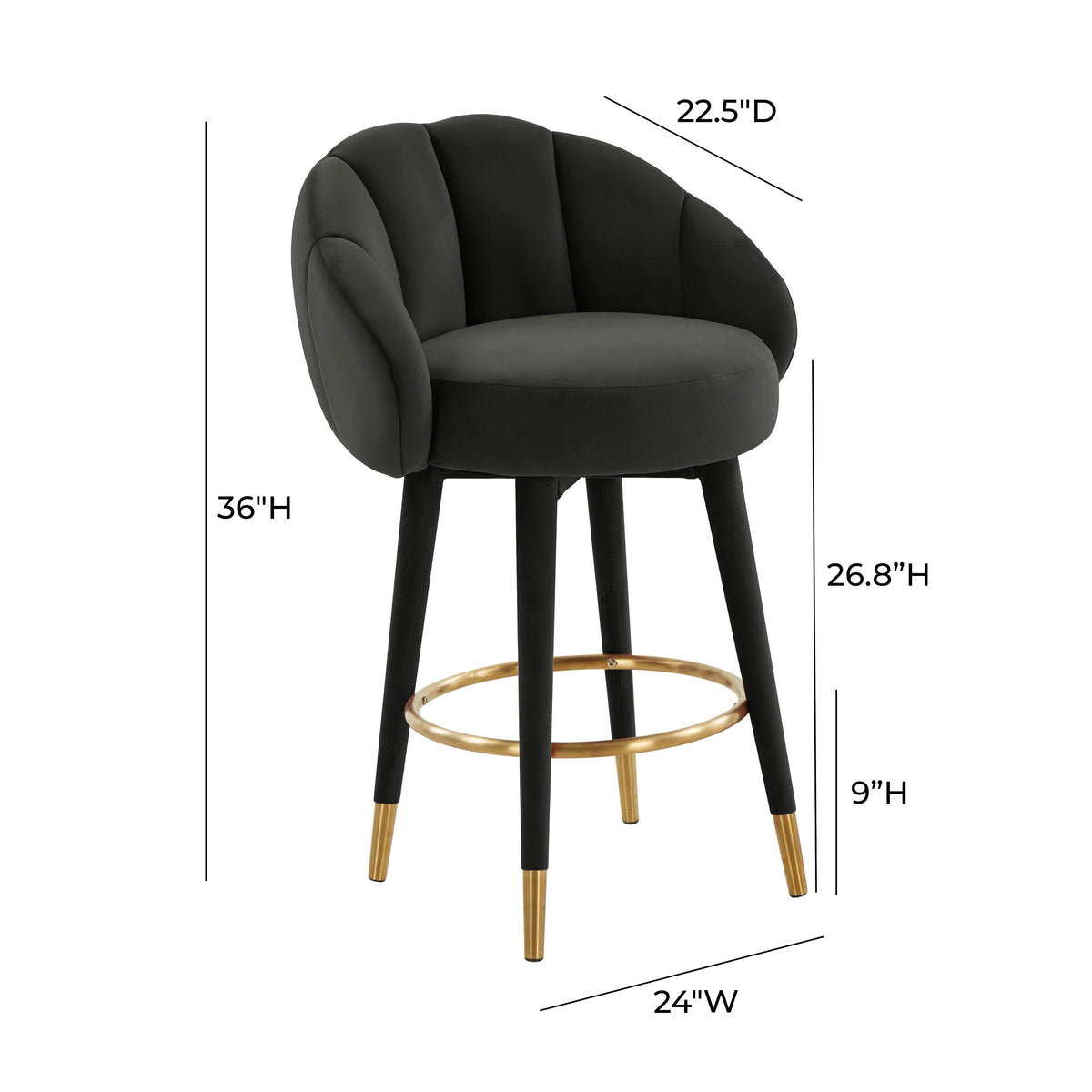 Myla Performance Velvet Swivel Stool - View 41