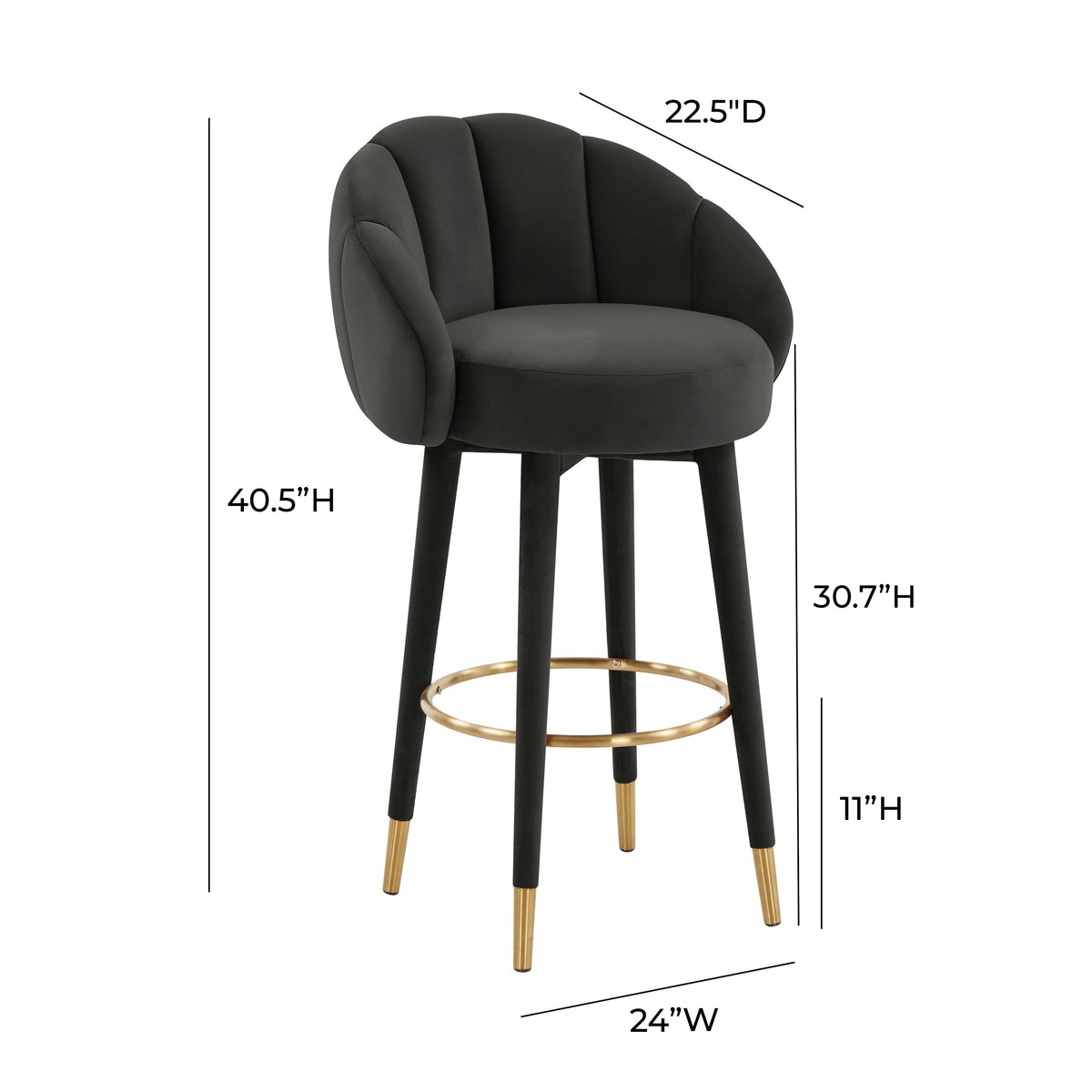 Myla Performance Velvet Swivel Stool - View 49