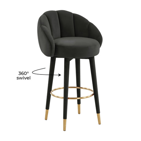 Myla Performance Velvet Swivel Stool - View 48