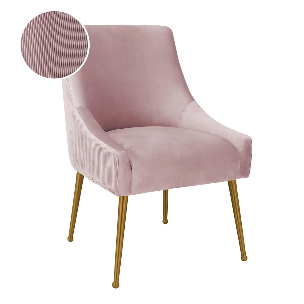 Beatrix Pleated Grey Velvet Side Chair