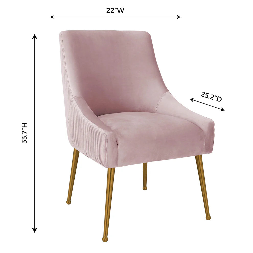 Beatrix Pleated Grey Velvet Side Chair