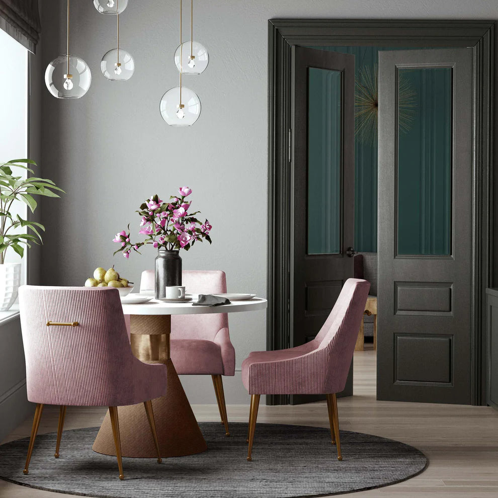 Beatrix Pleated Grey Velvet Side Chair