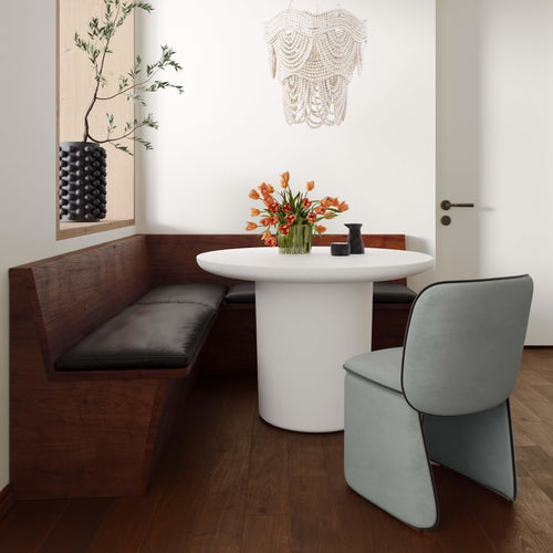 Kinsley Dining Chair with Sculptural Velvet Upholstery & Wood Frame - Modern Glam Dining Seating
