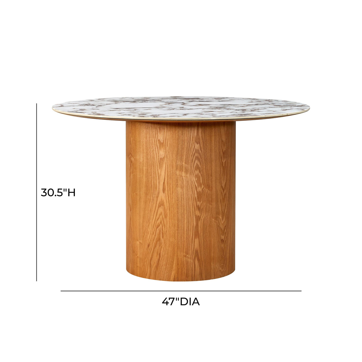 Tamara 47" Marble Ceramic Round Dinette Table