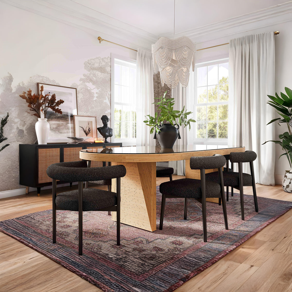 Hazel Black Boucle Counter Stool