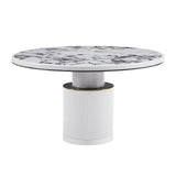 Vanessa 53" White Marble Lacquer Round Dining Table