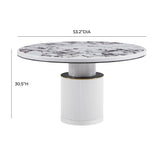 Vanessa 53" White Marble Lacquer Round Dining Table
