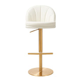 Venus Cream Performance Vegan Leather and Gold Adjustable Swivel Stool