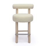 Carmel Cream Boucle and Solid Wood Counter Stool