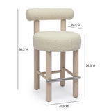 Carmel Cream Boucle and Solid Wood Counter Stool