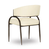 Front view of the Tatum Dining Chair upholstered in Cream vegan leather