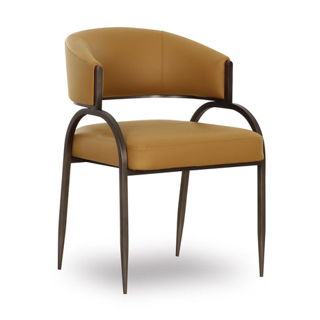 Front view of the Tatum Dining Chair upholstered in Tan vegan leather