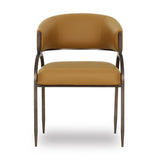 Detail shot of the Tan vegan leather seat and precision craftsmanship