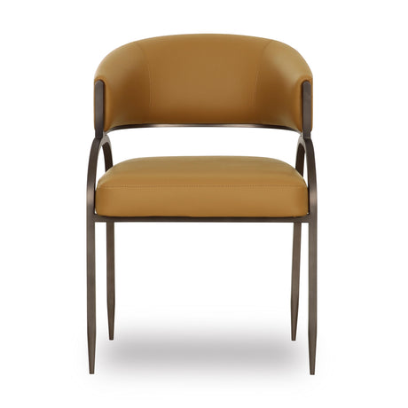 Detail shot of the Tan vegan leather seat and precision craftsmanship