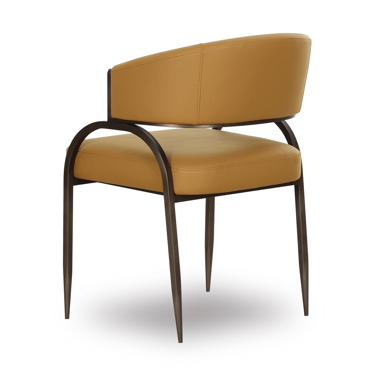 Back view of the Tan vegan leather Tatum chair showing full frame construction
