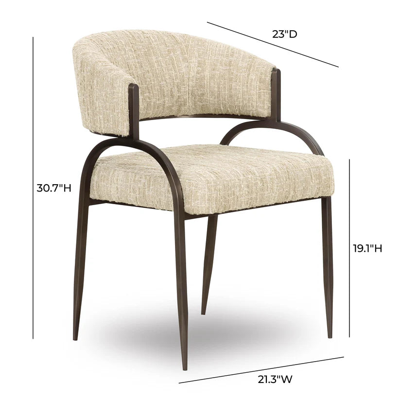 Tatum Taupe Textured Performance Boucle Dining Chair dimensions