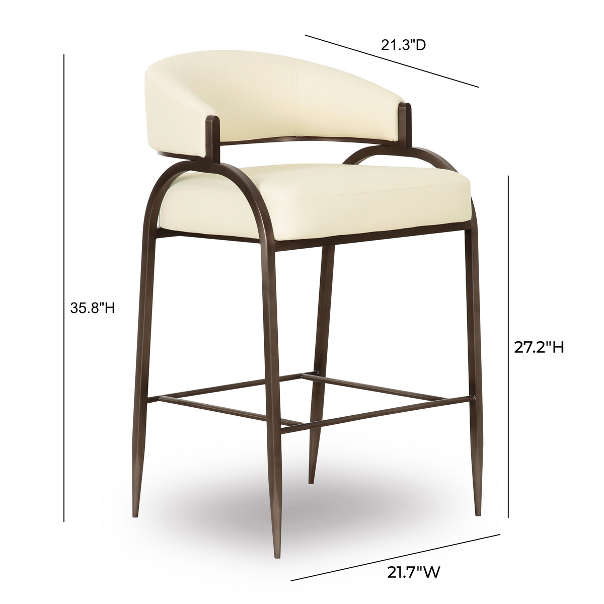 Tatum performance vegan leather counter stool in tan upholstery front angle view
