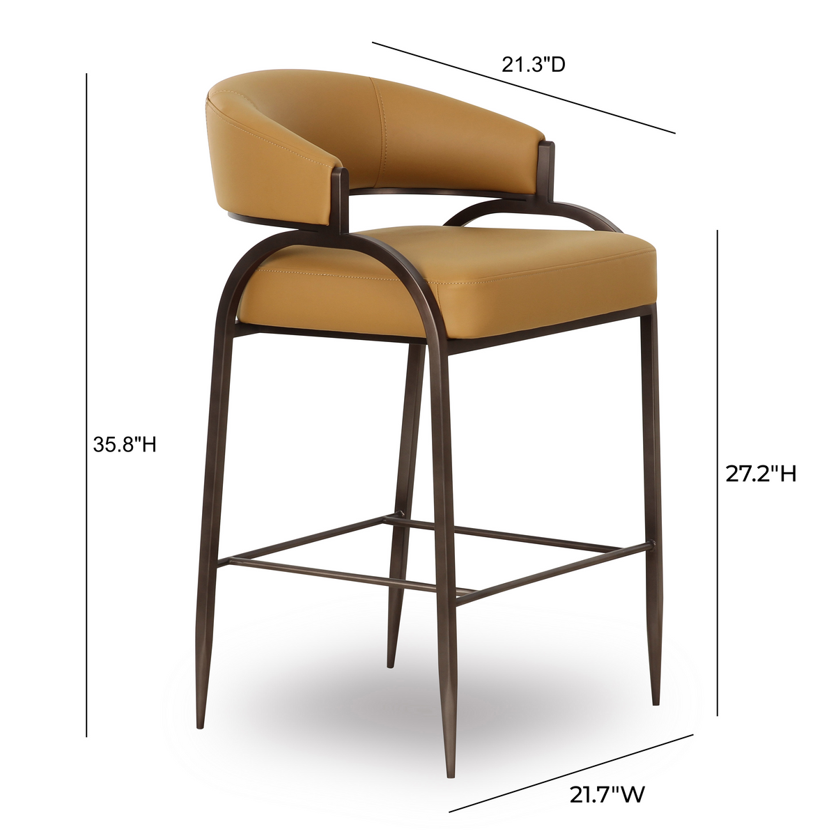 Close-up of floor protection glides on the base of the metal counter stool legs