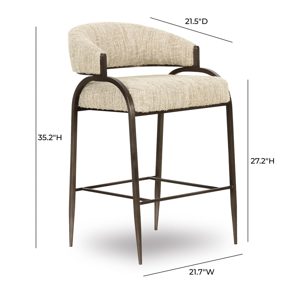 Tatum Taupe Textured Performance Boucle Counter Stool dimensions