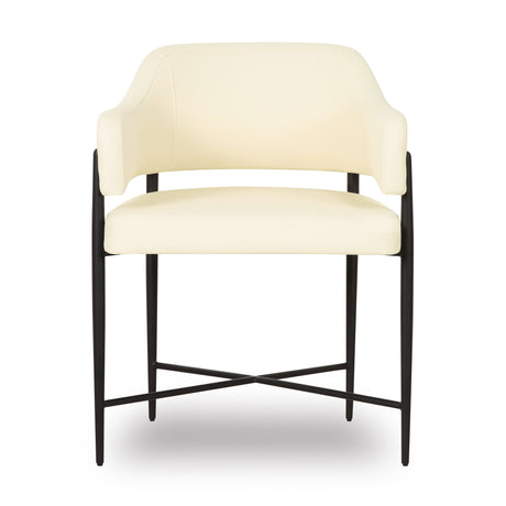 Tan Sezanne contract grade dining chair angled side view