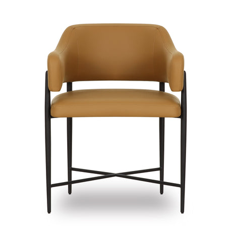 Sezanne vegan leather chair displaying compact armless profile