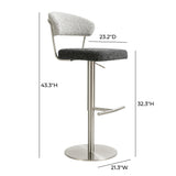 Cosmo Black and Grey Boucle Adjustable Stool