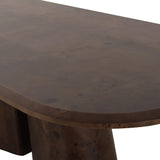 Gladyss 87" Brown Burl Oval Dining Table