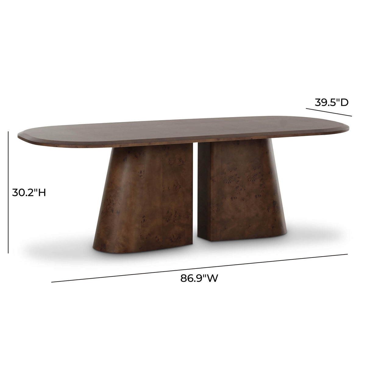 Gladyss 87" Brown Burl Oval Dining Table