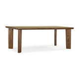Oani  83" Walnut and Glass Rectangular Dining Table