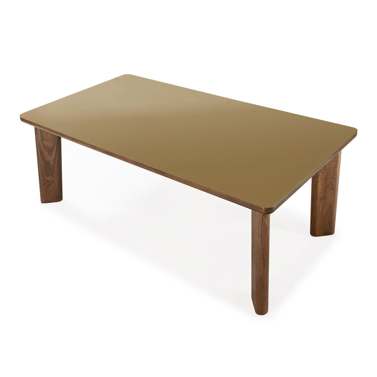 Oani  83" Walnut and Glass Rectangular Dining Table