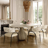 Tatum Cream Vegan Leather and 2-Tone Jacquard Dining Chair