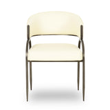 Tatum Cream Vegan Leather and 2-Tone Jacquard Dining Chair