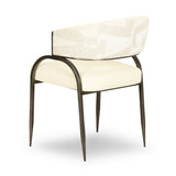 Tatum Cream Vegan Leather and 2-Tone Jacquard Dining Chair