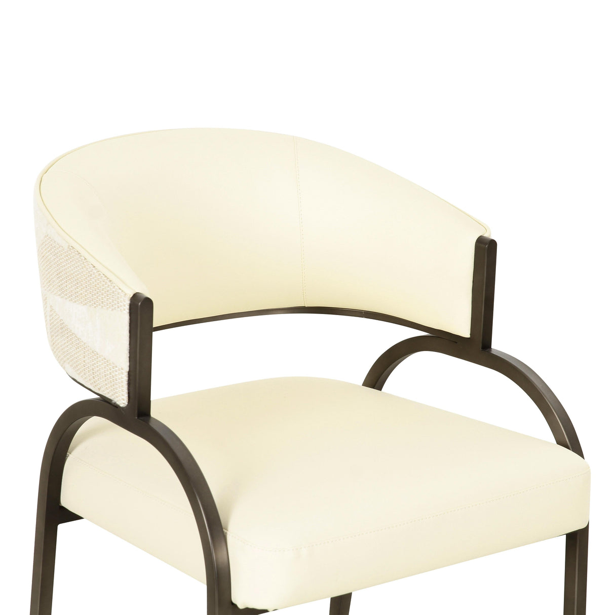 Tatum Cream Vegan Leather and 2-Tone Jacquard Dining Chair