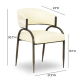 Tatum Cream Vegan Leather and 2-Tone Jacquard Dining Chair