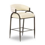 Tatum Cream 2-Tone Performance Vegan Leather and Jacquard Counter Stool - View 1