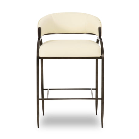 Tatum Cream 2-Tone Performance Vegan Leather and Jacquard Counter Stool - View 3
