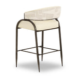 Tatum Cream 2-Tone Performance Vegan Leather and Jacquard Counter Stool - View 4