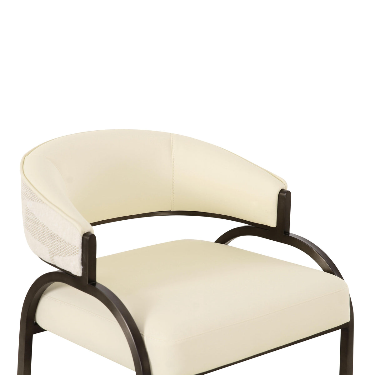 Tatum Cream 2-Tone Performance Vegan Leather and Jacquard Counter Stool - View 5